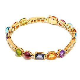 Bracelet Bulgari Allegra Or Jaune 750/18K Pierres Colorées Diamants 17 cm avec Boîte