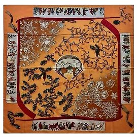 Hermès Pañuelo Neige d'Antan de Cachemira y Seda 90cm