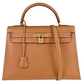 Hermès Hermes Kelly Brown Ardennes avec Gold Hardware 32