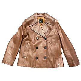 Weekend Max Mara Double-breasted Cognac Leather Jacket