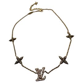 Colar Louis Vuitton LV & Fleurs em Cristais