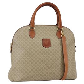 Céline CELINE Sac à main en toile Macadam PVC 2way Beige Or