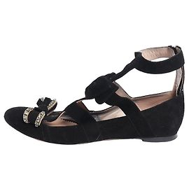 Chloé Sandálias de camurça preta com detalhe de laço - size EU 38