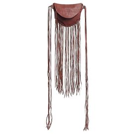 Autre Marque Bolso de mano de cuero marrón rosado con borla