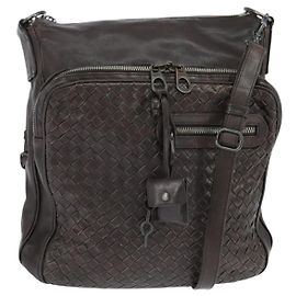 BOTTEGA VENETA INTRECCIATO Shoulder Bag Leather Dark Brown