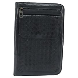 BOTTEGA VENETA INTRECCIATO Clutch Bag Leather Black
