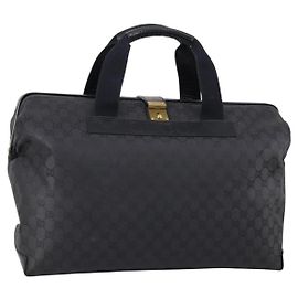 GUCCI Sac Boston en toile GG Noir Or