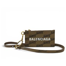 Portacarte in pelle marrone e oro Balenciaga