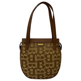 Burberry Vintage Logo Canvas Leather Shoulder Tote Schultertasche