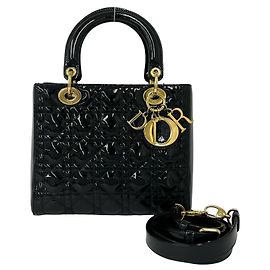 Bolsa de ombro Christian Dior Lady Cannage em couro costurado