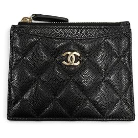Portacarte Chanel in vitello granulato nero