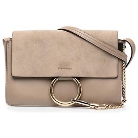 Chloé Faye Crossbody Small em camurça e couro de bezerro castanho