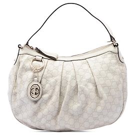 Gucci White Guccissima Sukey Schultertasche