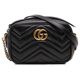 Gucci Mini Borsa a Tracolla GG Marmont in Pelle di Vitello Matelassé Nera