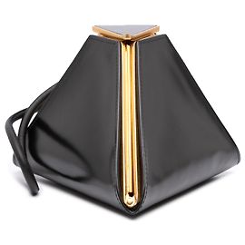 Clutch Pirámide de piel de becerro negra Bottega Veneta