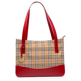 Sac cabas Burberry Beige Haymarket Check Canvas