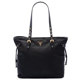 Prada Black Saffiano Trimmed Tessuto Tote