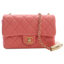 Chanel Pink Mini CC Quilted Lambskin Chain Flap