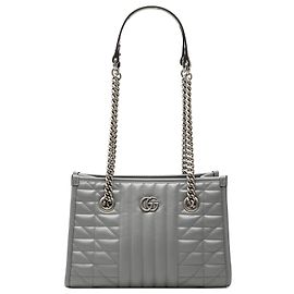 Borsa Tote Gucci Gray Small GG Marmont Matelasse Leather Aria Chain