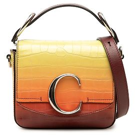 Bolso Satchel C Chloé de piel grabada efecto coco mini ombré amarillo