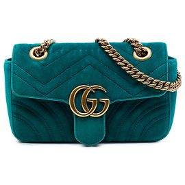 Borsa a tracolla Gucci Blue Small GG Marmont Matelassé in velluto