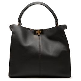 Fendi Peekaboo X Lite Satchel Tasche Mittel aus schwarzem Kalbsleder