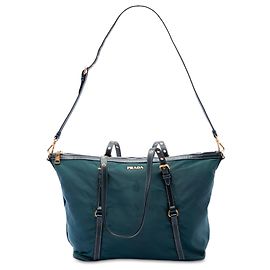 Bolso Satchel Prada de Tessuto con ribetes de Saffiano verde