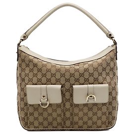 Borsa a mano Gucci Abbey D Ring in tela GG beige