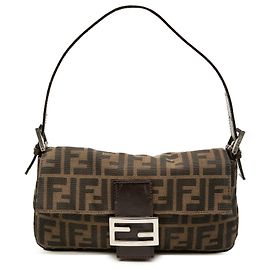 Fendi Baguette Tasche aus braunem Zucca Canvas