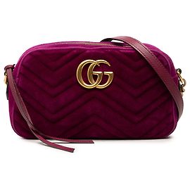 Gucci Borsa a tracolla Small GG Marmont Matelassé in velluto viola