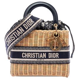 Dior Brown Medium Wicker Oblique Lady Dior