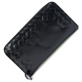 Cartera larga de piel negra Bottega Veneta