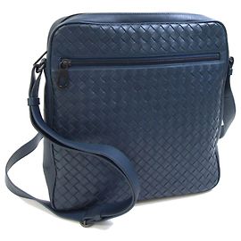 Bolsa de Ombro Bottega Veneta Intrecciato Navy
