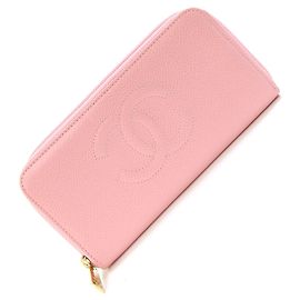 Portafoglio lungo Chanel in pelle di vitello granulata rosa