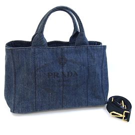 Prada Canapa Blue Denim Handbag