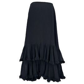  Chloé Ruffled Maxi Tiered Skirt in Black Cotton