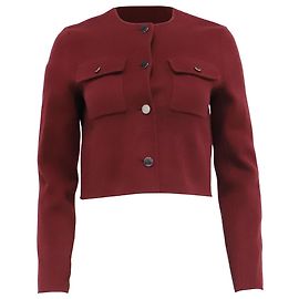 Theory Cropped Cardigan mit Taschen aus burgunderfarbener Wolle