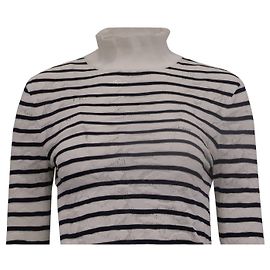  Chloé Striped knitted Long Sleeve Top in White Cotton