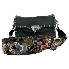 Bolso de hombro Rolling Rockstud Valentino Garavani en piel negra