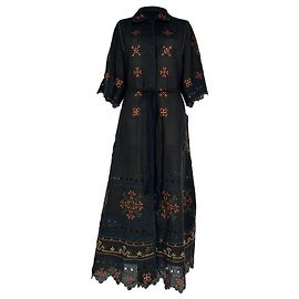 Autre Marque Robe midi brodée Vita Kin Greta en lin noir