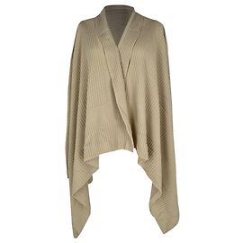 Sweater capa em malha canelada Rick Owens em lã bege