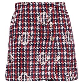  Maje Clover Plaid Jacquard Skirt in Multicolor Acrylic