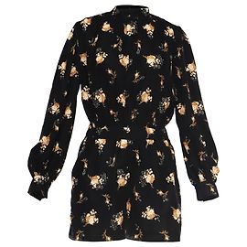 Robe courte à imprimé floral Maje en polyester noir