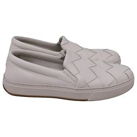 Sneakers Bottega Veneta Dodger Slip-On Intrecciato in pelle bianca