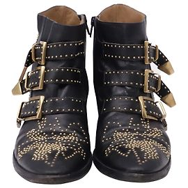 Bottines basses Chloé Susanna à clous en cuir noir