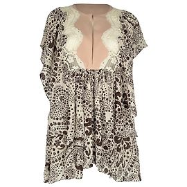 Blusa Chloé de algodón multicolor con estampado paisley y ribete de encaje