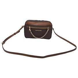 Bolso Crossbody Michael Kors Jet Set Large EW Zip Chain en cuero marrón