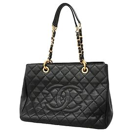 Sac Tote Chanel en cuir de veau grainé noir