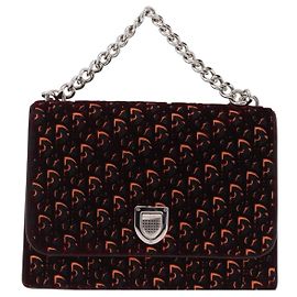 Christian Dior Diorama Flap Oblique Velvet and Canvas Medium