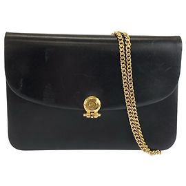 Borsa a tracolla vintage Christian Dior in pelle nera con catena